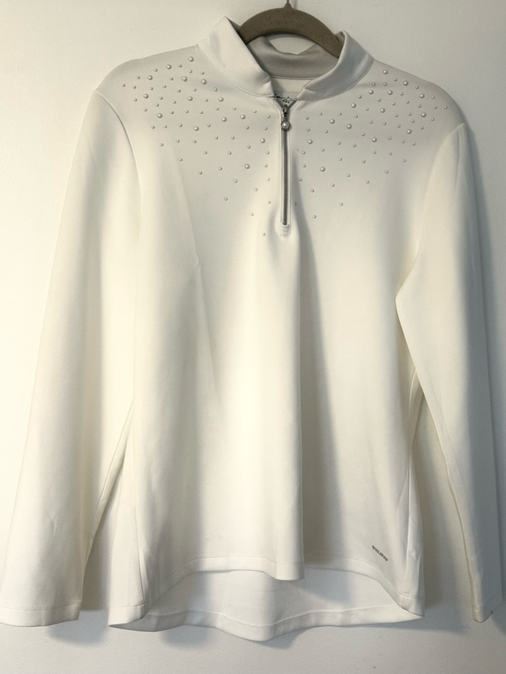 Greg Norman Womens Pearl Studded 1/4 Zip Pullover Size LG